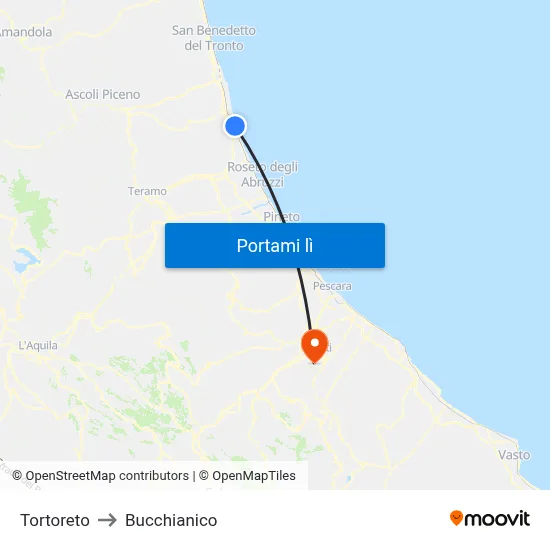 Tortoreto to Bucchianico map