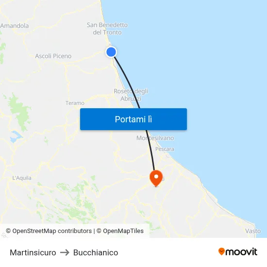 Martinsicuro to Bucchianico map
