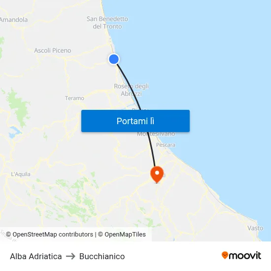 Alba Adriatica to Bucchianico map
