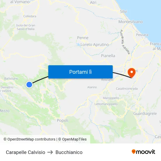 Carapelle Calvisio to Bucchianico map