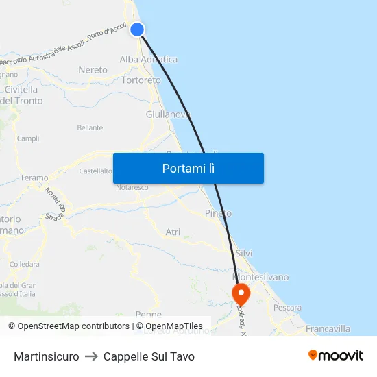 Martinsicuro to Cappelle Sul Tavo map