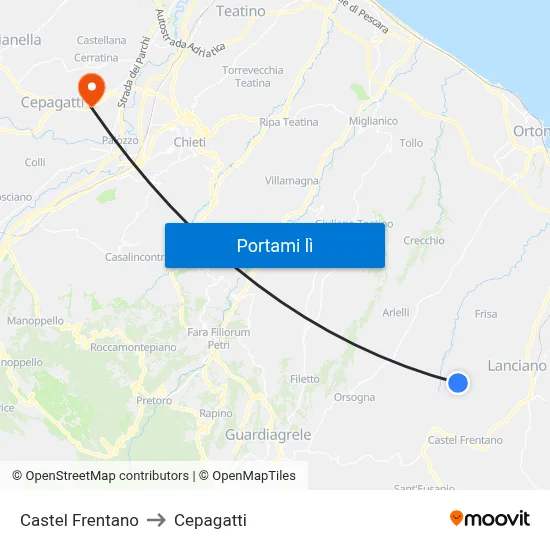 Castel Frentano to Cepagatti map