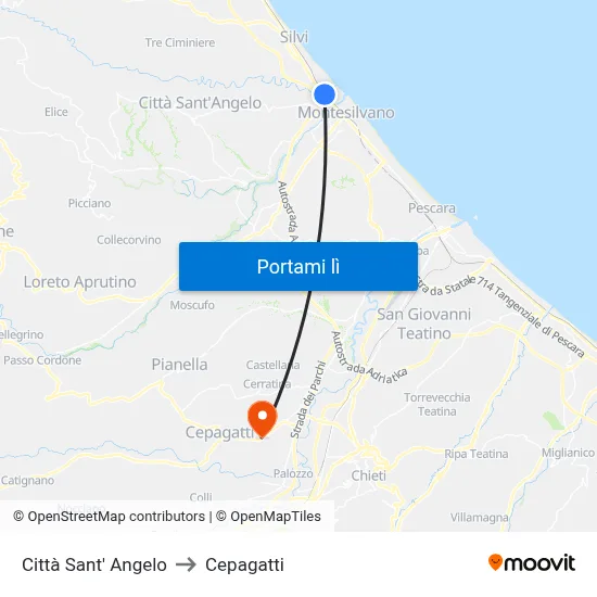 Città Sant' Angelo to Cepagatti map