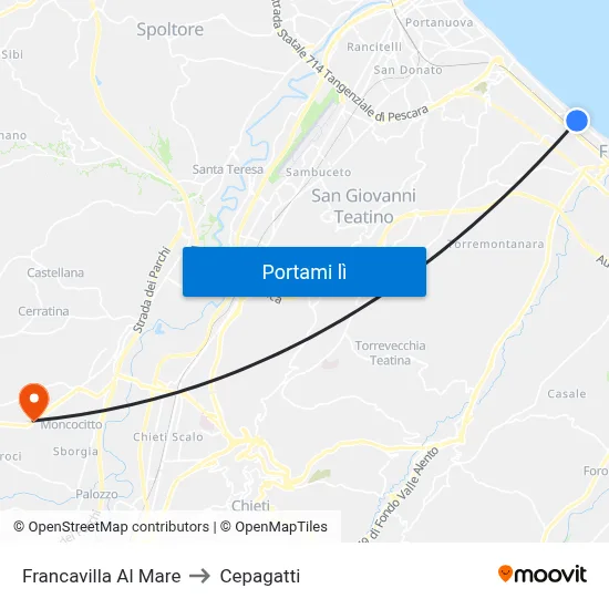 Francavilla Al Mare to Cepagatti map