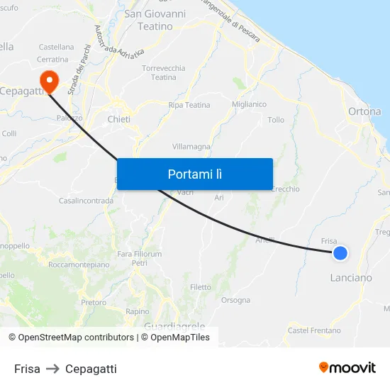 Frisa to Cepagatti map