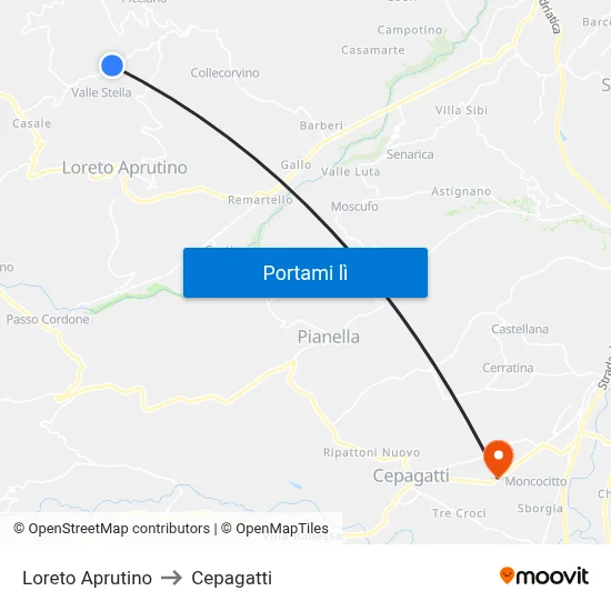Loreto Aprutino to Cepagatti map