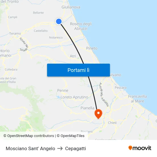 Mosciano Sant' Angelo to Cepagatti map