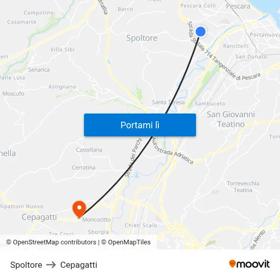 Spoltore to Cepagatti map