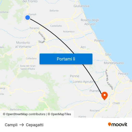 Campli to Cepagatti map