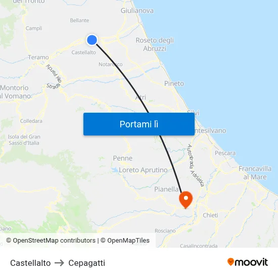 Castellalto to Cepagatti map