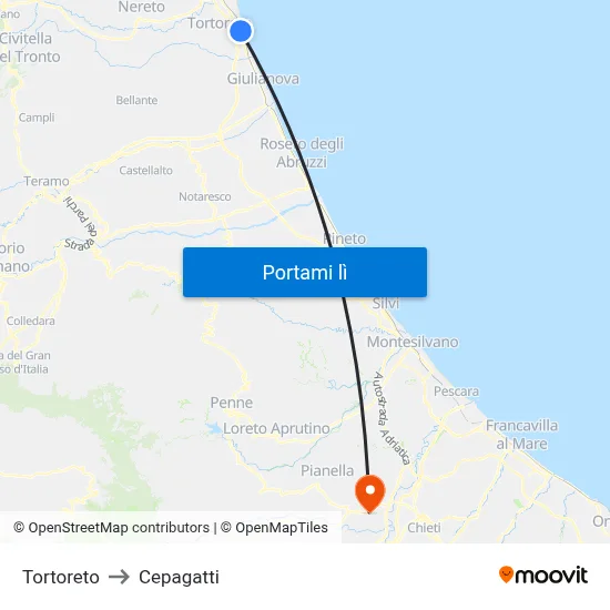 Tortoreto to Cepagatti map