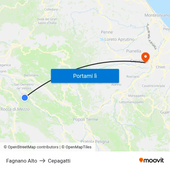 Fagnano Alto to Cepagatti map