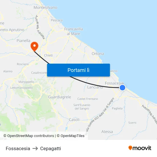 Fossacesia to Cepagatti map