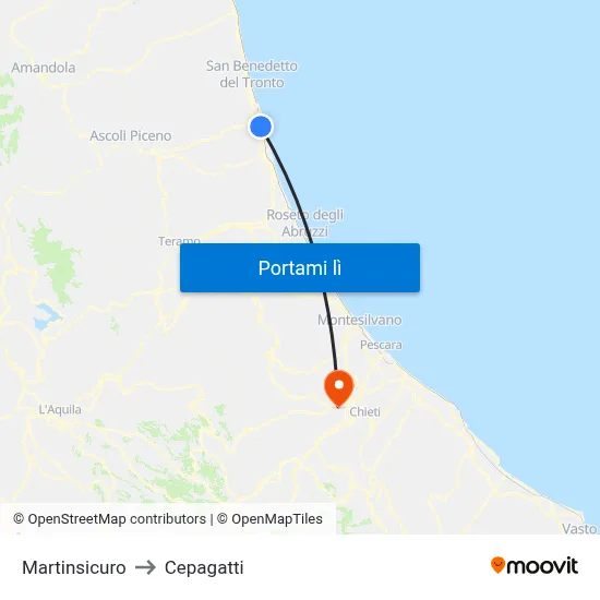 Martinsicuro to Cepagatti map