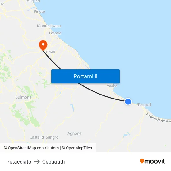 Petacciato to Cepagatti map