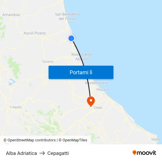 Alba Adriatica to Cepagatti map