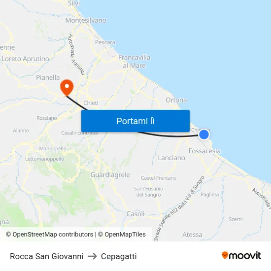 Rocca San Giovanni to Cepagatti map