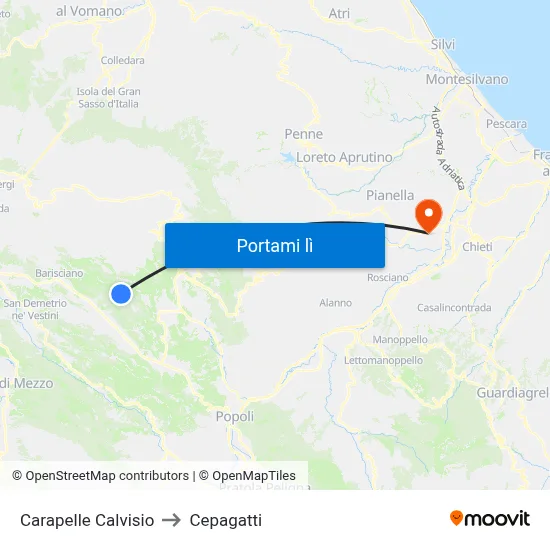 Carapelle Calvisio to Cepagatti map