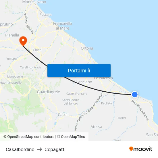 Casalbordino to Cepagatti map