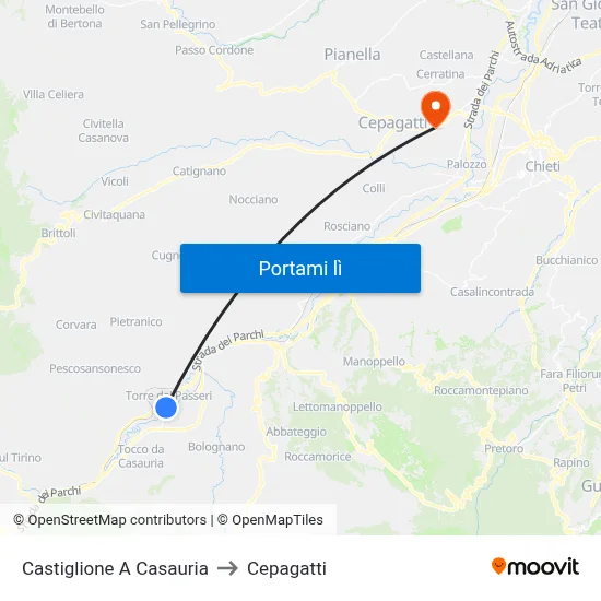 Castiglione A Casauria to Cepagatti map