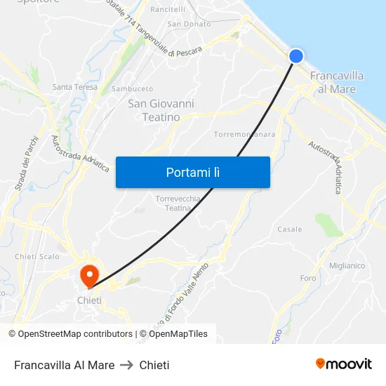 Francavilla Al Mare to Chieti map