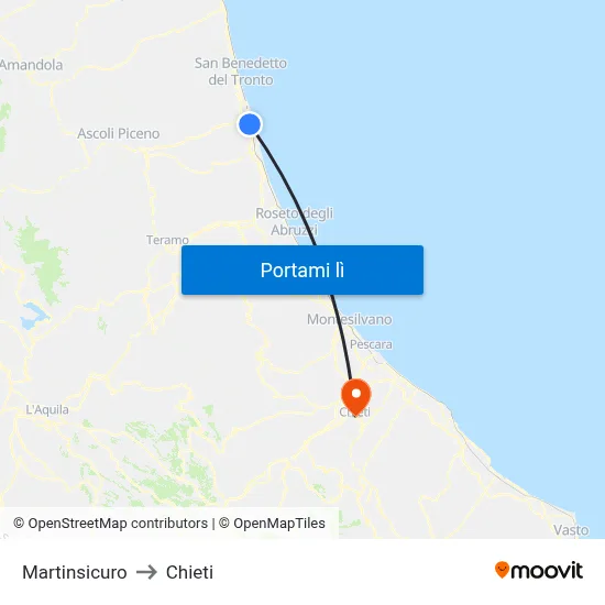 Martinsicuro to Chieti map