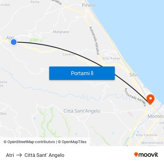 Atri to Città Sant' Angelo map