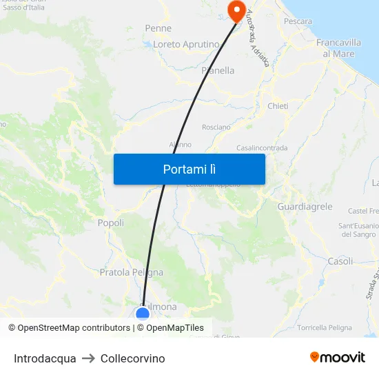 Introdacqua to Collecorvino map