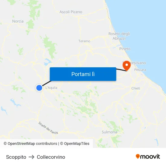 Scoppito to Collecorvino map