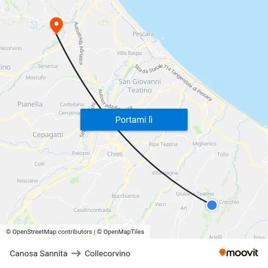 Canosa Sannita to Collecorvino map