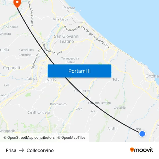 Frisa to Collecorvino map