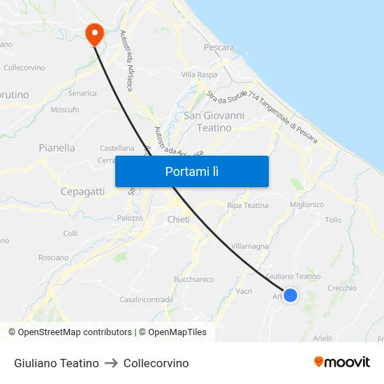 Giuliano Teatino to Collecorvino map