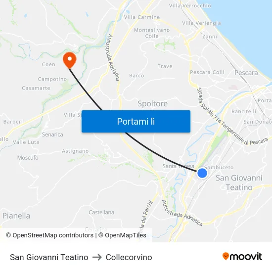 San Giovanni Teatino to Collecorvino map