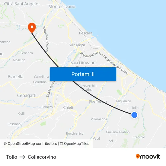 Tollo to Collecorvino map