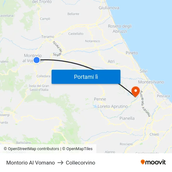 Montorio Al Vomano to Collecorvino map