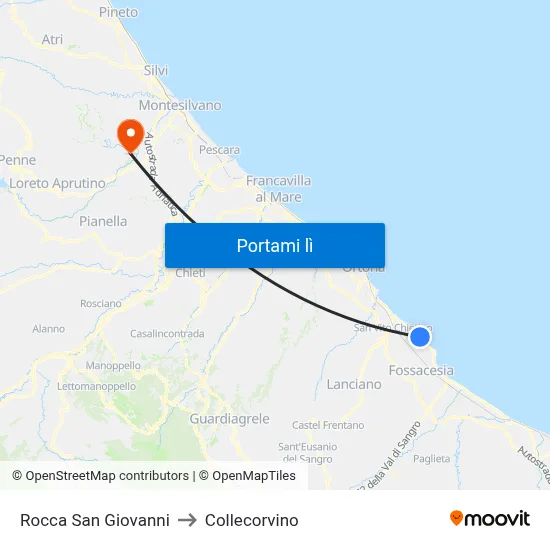 Rocca San Giovanni to Collecorvino map