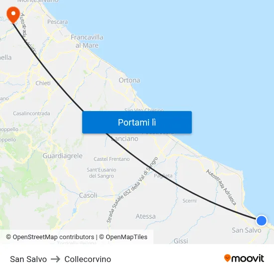 San Salvo to Collecorvino map