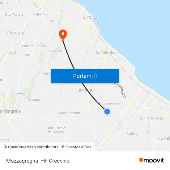 Mozzagrogna to Crecchio map