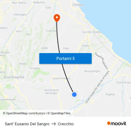 Sant' Eusanio Del Sangro to Crecchio map