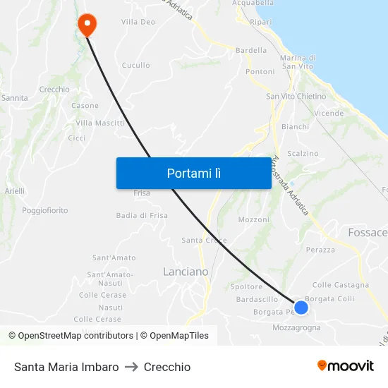 Santa Maria Imbaro to Crecchio map