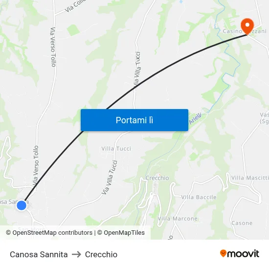 Canosa Sannita to Crecchio map