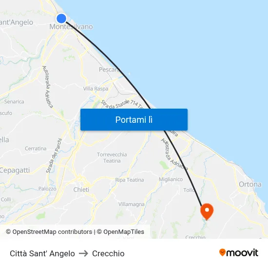 Città Sant' Angelo to Crecchio map