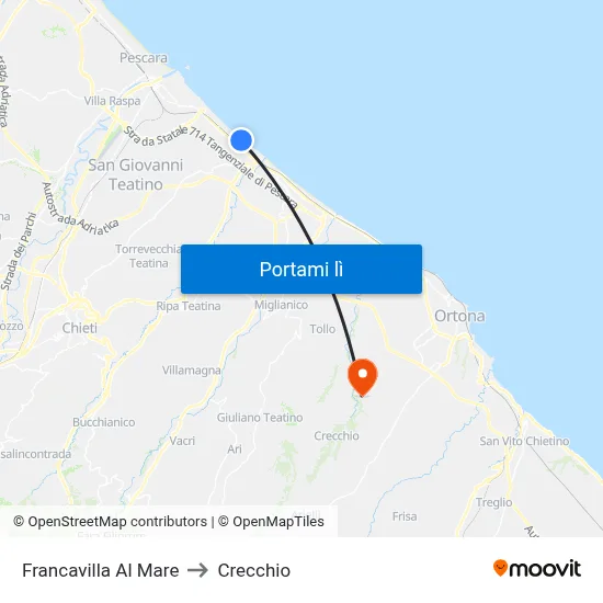 Francavilla Al Mare to Crecchio map