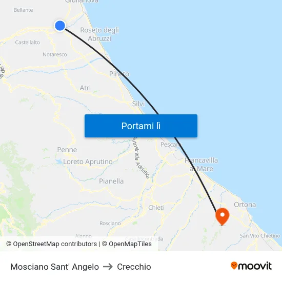 Mosciano Sant' Angelo to Crecchio map