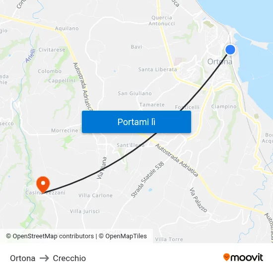 Ortona to Crecchio map