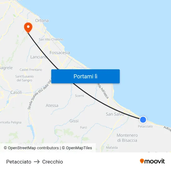 Petacciato to Crecchio map