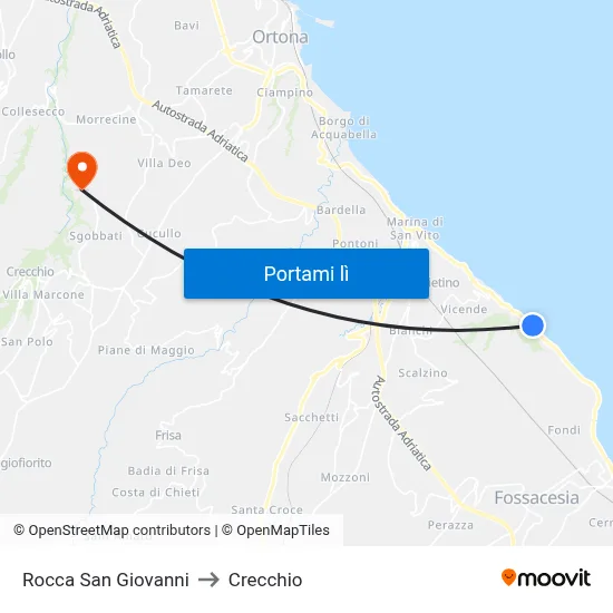 Rocca San Giovanni to Crecchio map