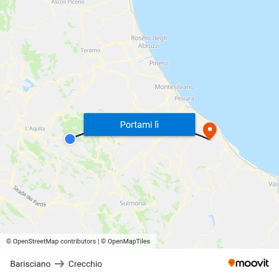 Barisciano to Crecchio map