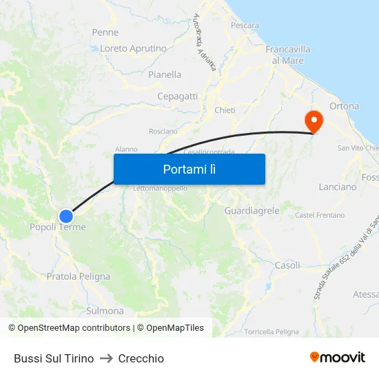 Bussi Sul Tirino to Crecchio map