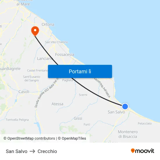San Salvo to Crecchio map